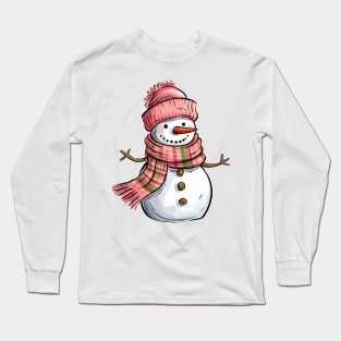 Cute Snowman Pink Christmas 2023 Long Sleeve T-Shirt